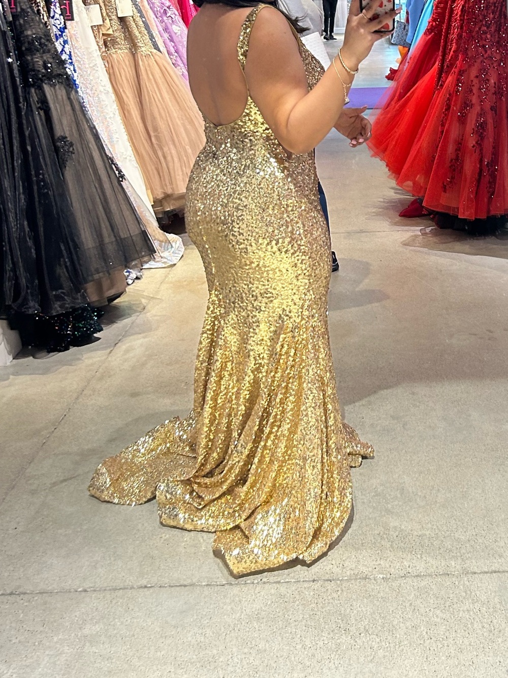Jovani Gold Sequin Mermaid Gown - Picture 2 of 3